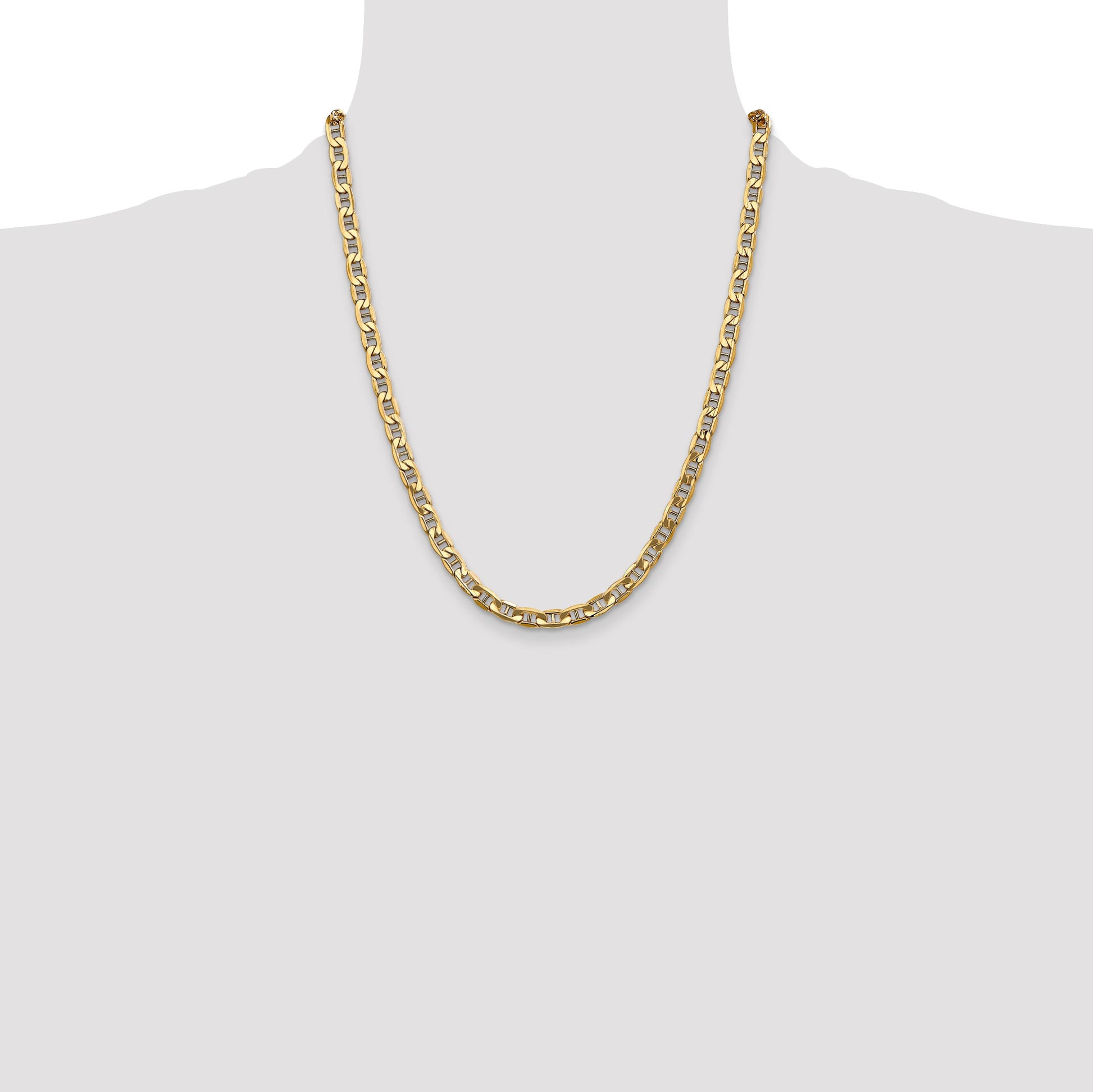 14K 22 inch 5.5mm Semi-Solid Anchor with Lobster Clasp Chain