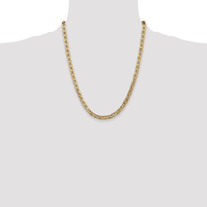 14K 22 inch 5.5mm Semi-Solid Anchor with Lobster Clasp Chain