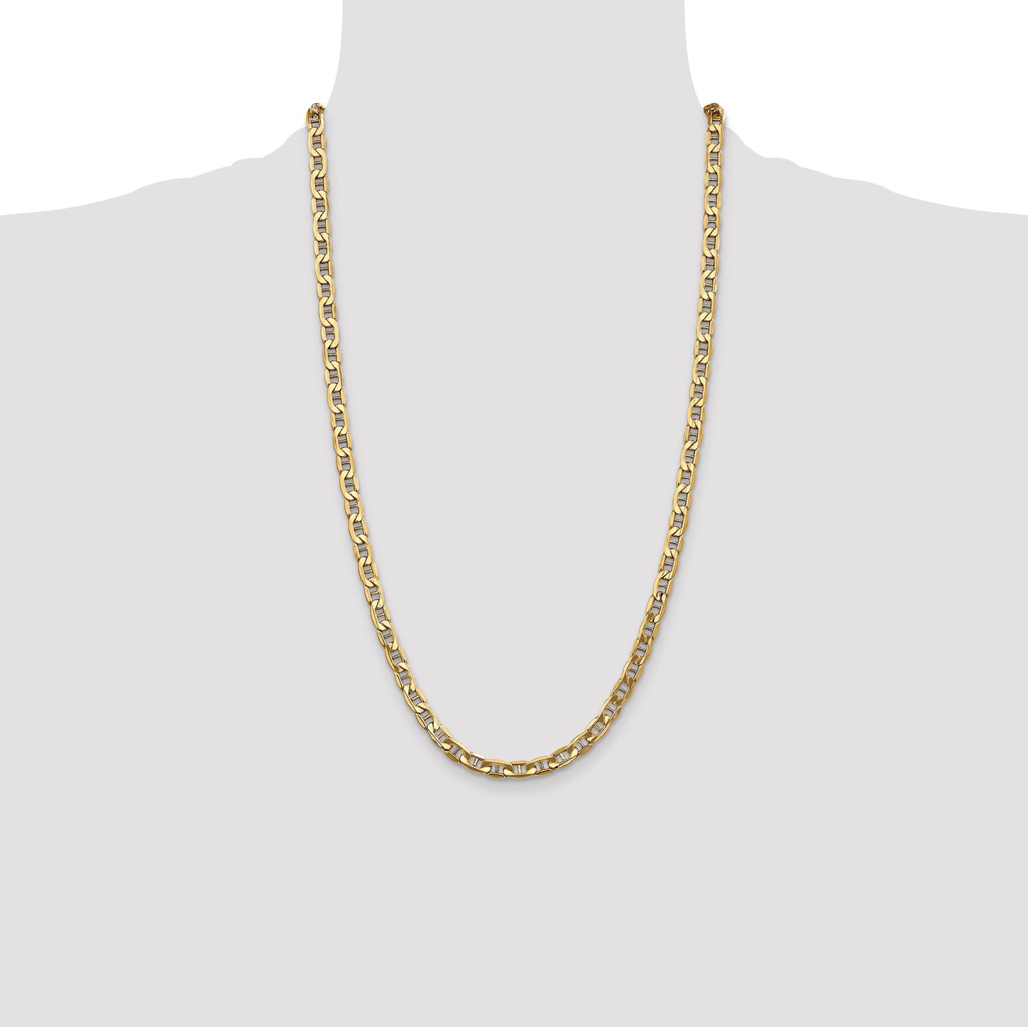 14K 26 inch 5.5mm Semi-Solid Anchor with Lobster Clasp Chain