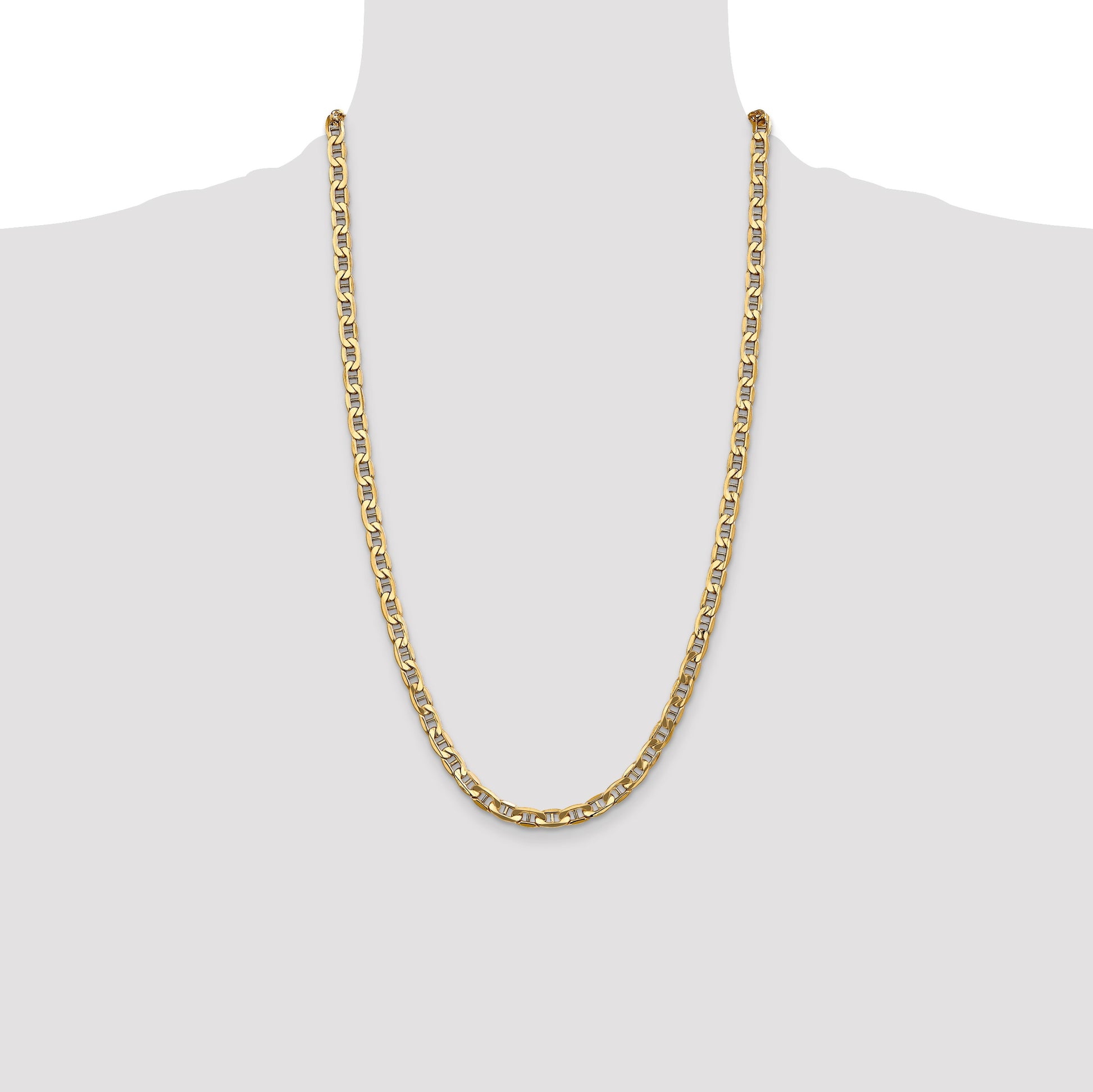 14K 26 inch 5.5mm Semi-Solid Anchor with Lobster Clasp Chain