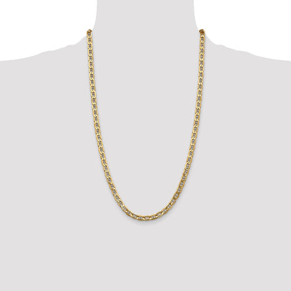 14K 26 inch 5.5mm Semi-Solid Anchor with Lobster Clasp Chain