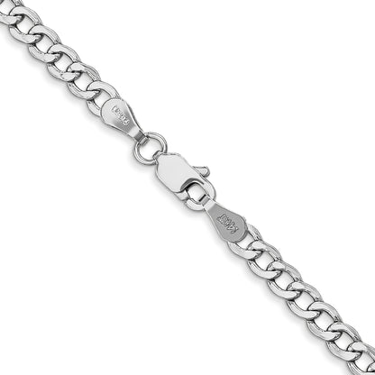 14K White Gold 24 inch 3.35mm Semi-Solid Curb with Lobster Clasp Chain