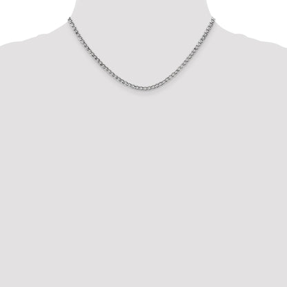 14K White Gold 16 inch 3.35mm Semi-Solid Curb with Lobster Clasp Chain