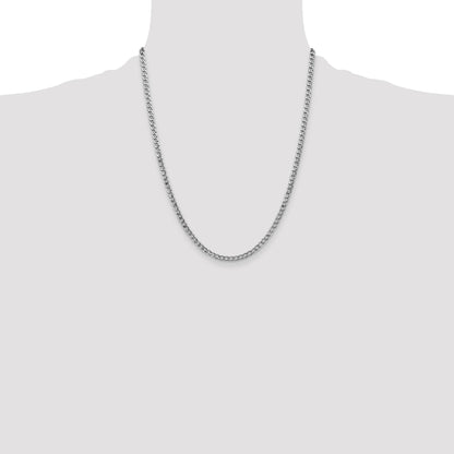 14K White Gold 22 inch 3.35mm Semi-Solid Curb with Lobster Clasp Chain