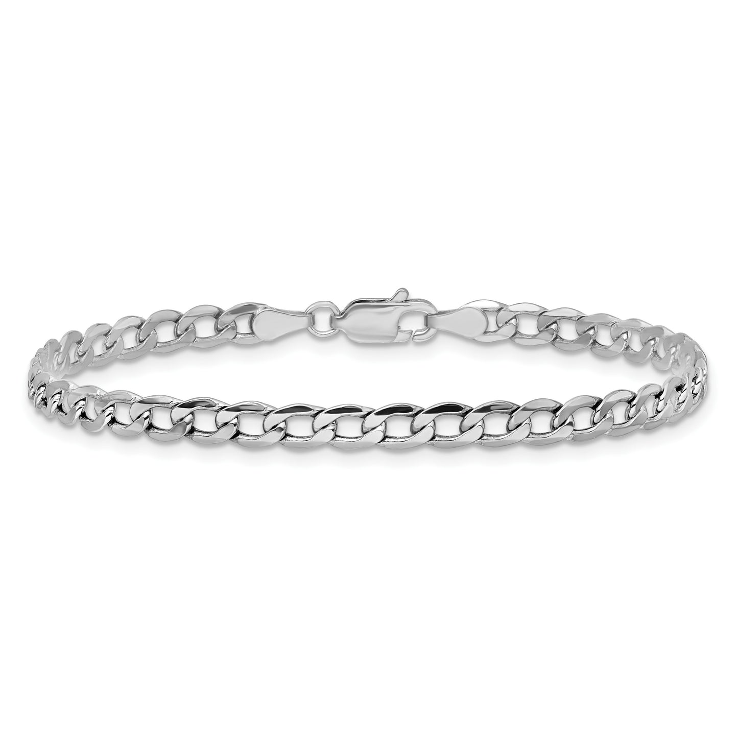 14K White Gold 9 inch 3.35mm Semi-Solid Curb with Lobster Clasp Anklet