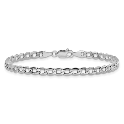 14K White Gold 9 inch 3.35mm Semi-Solid Curb with Lobster Clasp Anklet