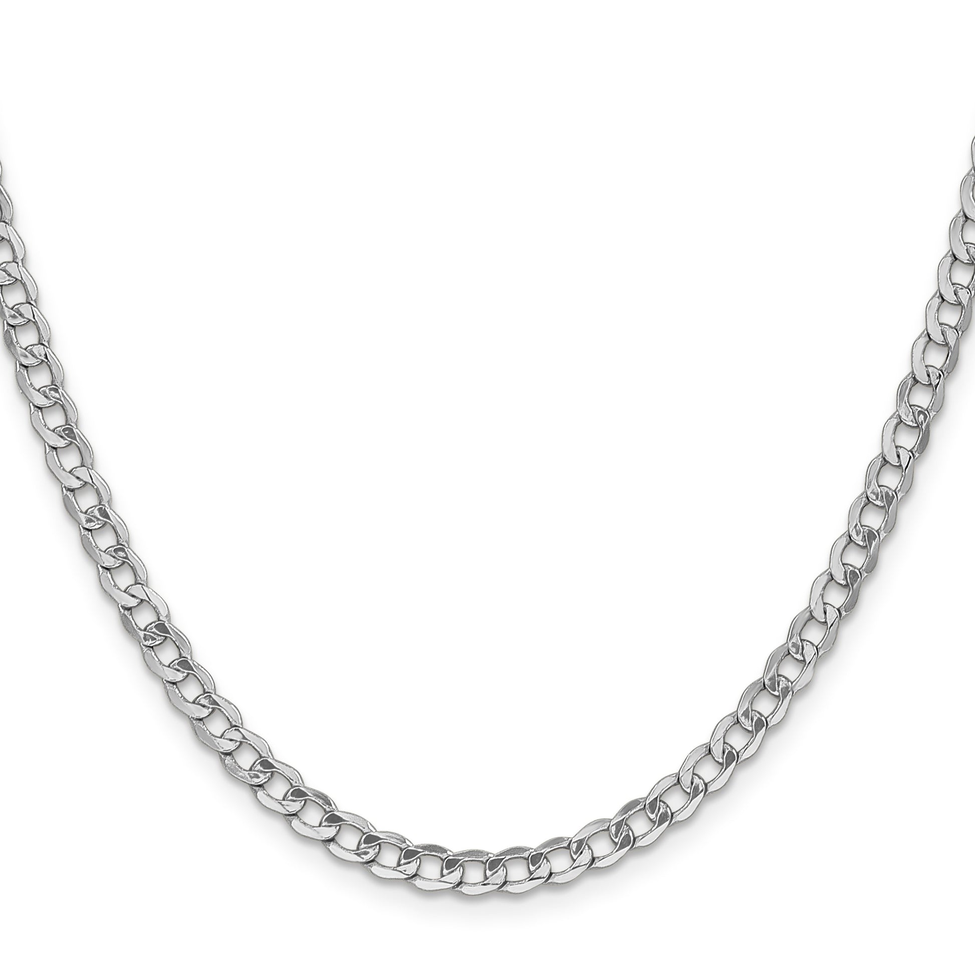 14K White Gold 22 inch 4.3mm Semi-Solid Curb with Lobster Clasp Chain