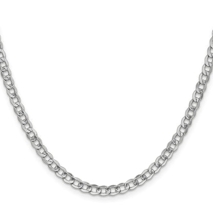 14K White Gold 22 inch 4.3mm Semi-Solid Curb with Lobster Clasp Chain