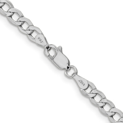 14K White Gold 22 inch 4.3mm Semi-Solid Curb with Lobster Clasp Chain