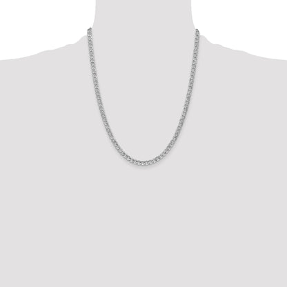 14K White Gold 22 inch 4.3mm Semi-Solid Curb with Lobster Clasp Chain