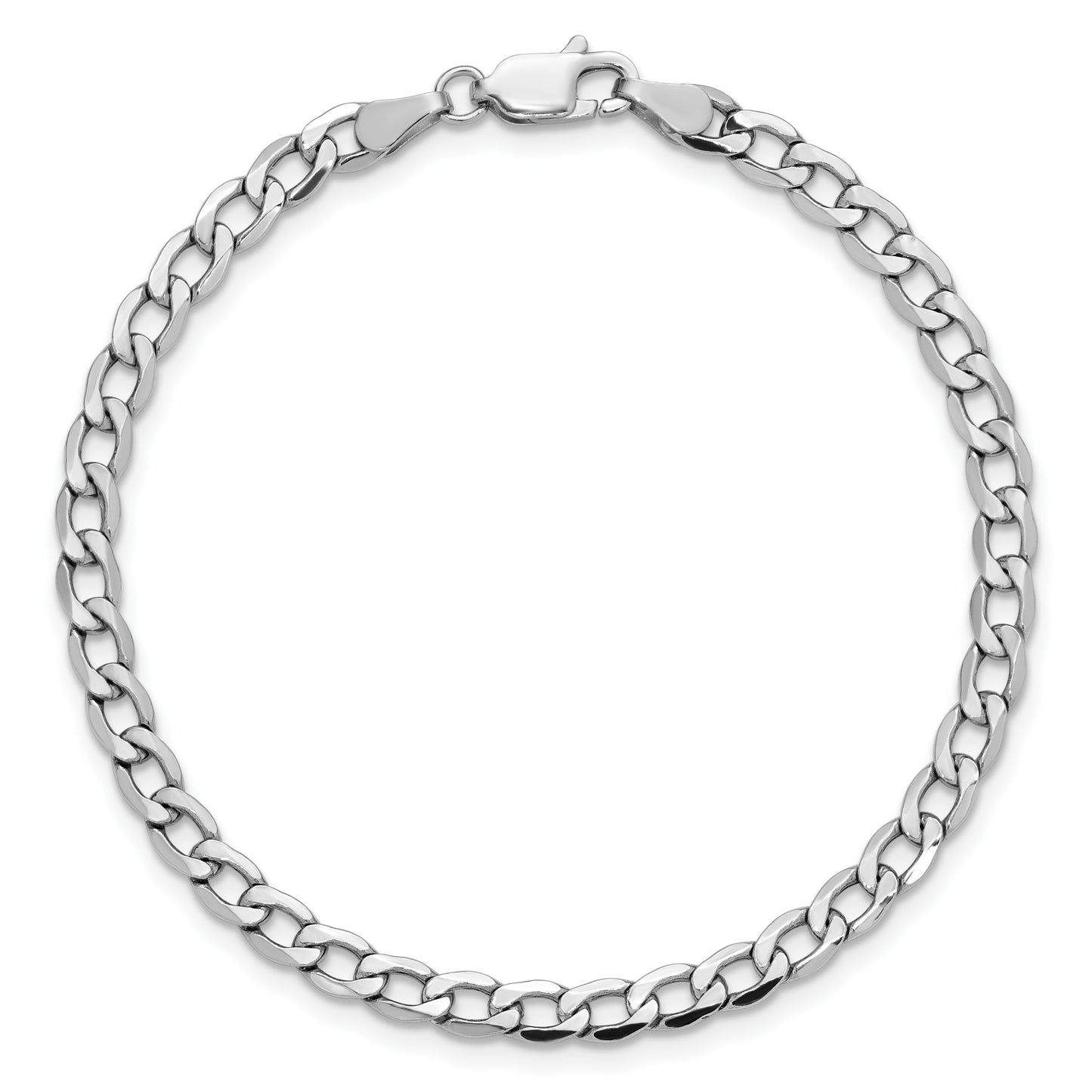 14K White Gold 7 inch 4.3mm Semi-Solid Curb with Lobster Clasp Bracelet