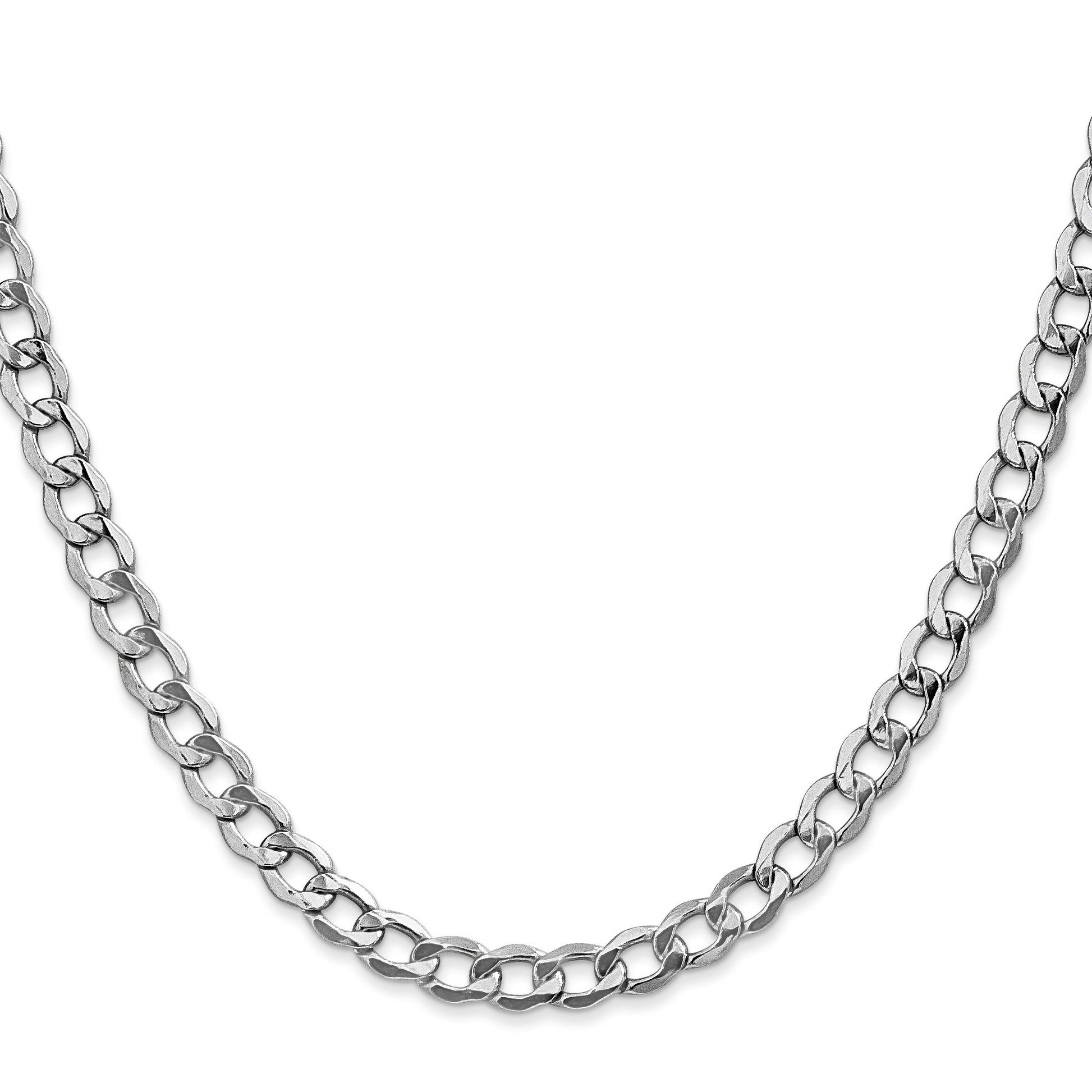 14K White Gold 20 inch 5.25mm Semi-Solid Curb with Lobster Clasp Chain