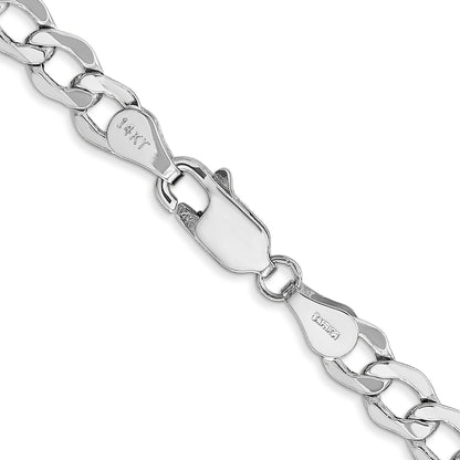 14K White Gold 18 inch 5.25mm Semi-Solid Curb with Lobster Clasp Chain