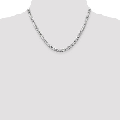 14K White Gold 18 inch 5.25mm Semi-Solid Curb with Lobster Clasp Chain
