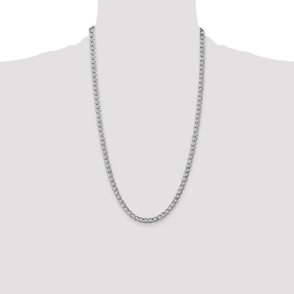 14K White Gold 26 inch 5.25mm Semi-Solid Curb with Lobster Clasp Chain