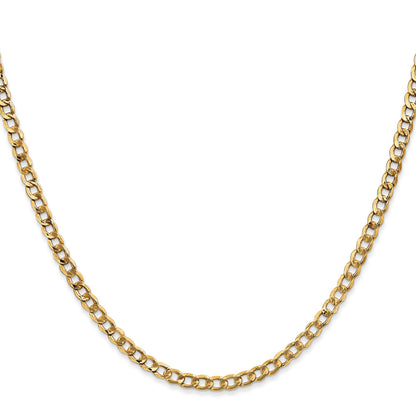 14K 26 inch 3.35mm Semi-Solid Curb with Lobster Clasp Chain
