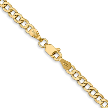 14K 28 inch 3.35mm Semi-Solid Curb with Lobster Clasp Chain