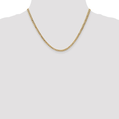 14K 18 inch 3.35mm Semi-Solid Curb with Lobster Clasp Chain