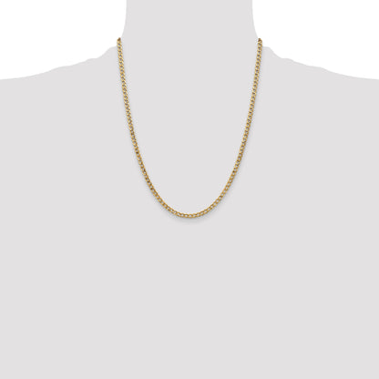 14K 22 inch 3.35mm Semi-Solid Curb with Lobster Clasp Chain