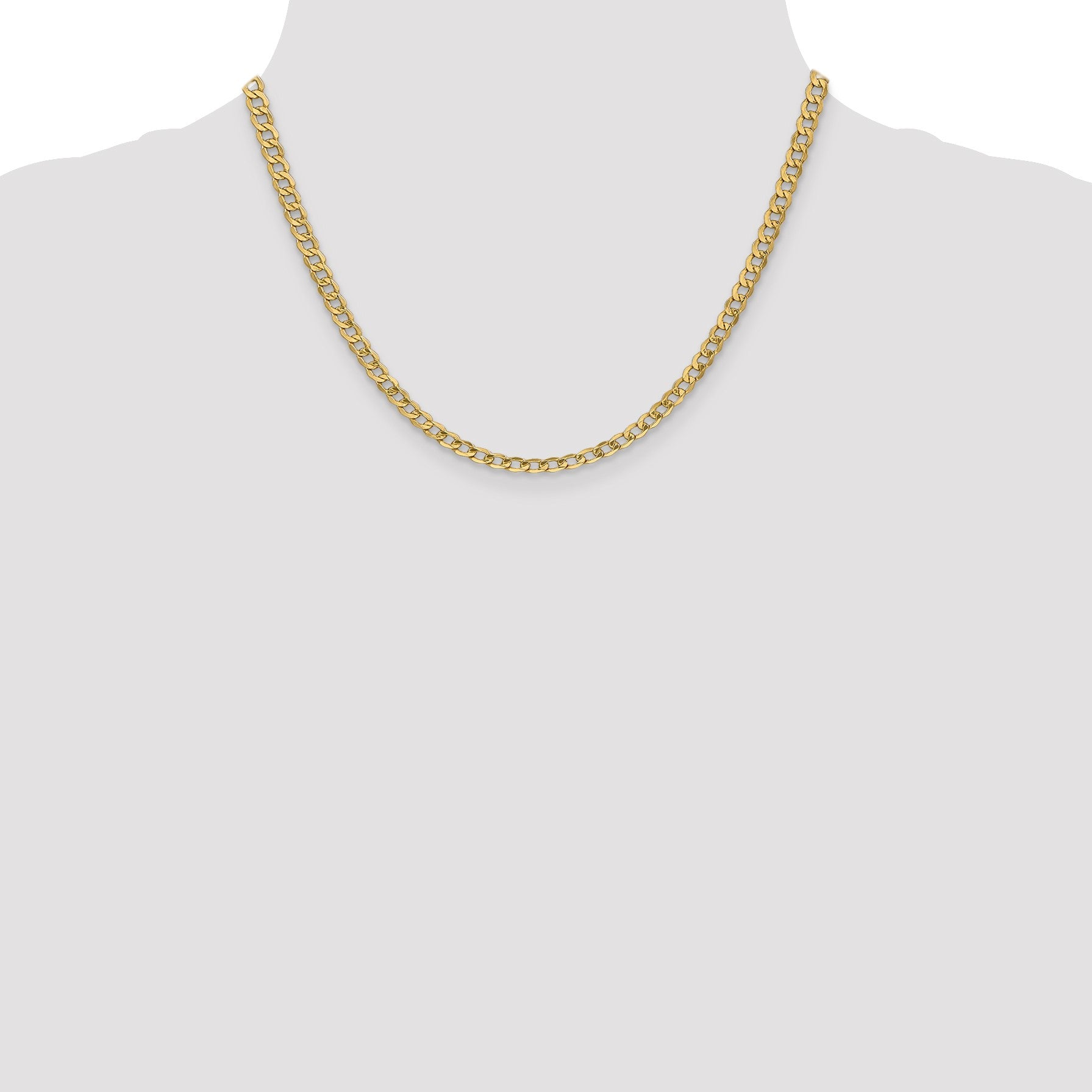 14K 18 inch 4.3mm Semi-Solid Curb with Lobster Clasp Chain