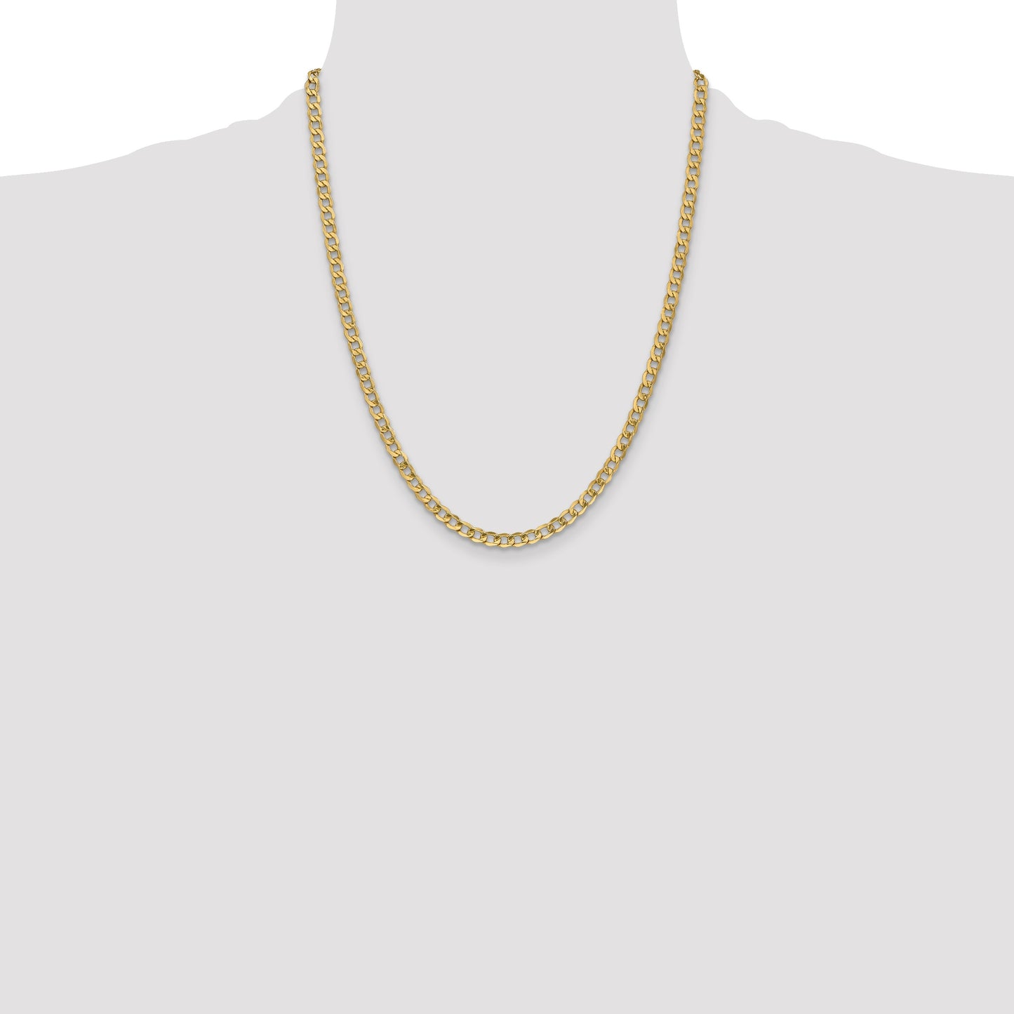 14K 22 inch 4.3mm Semi-Solid Curb with Lobster Clasp Chain