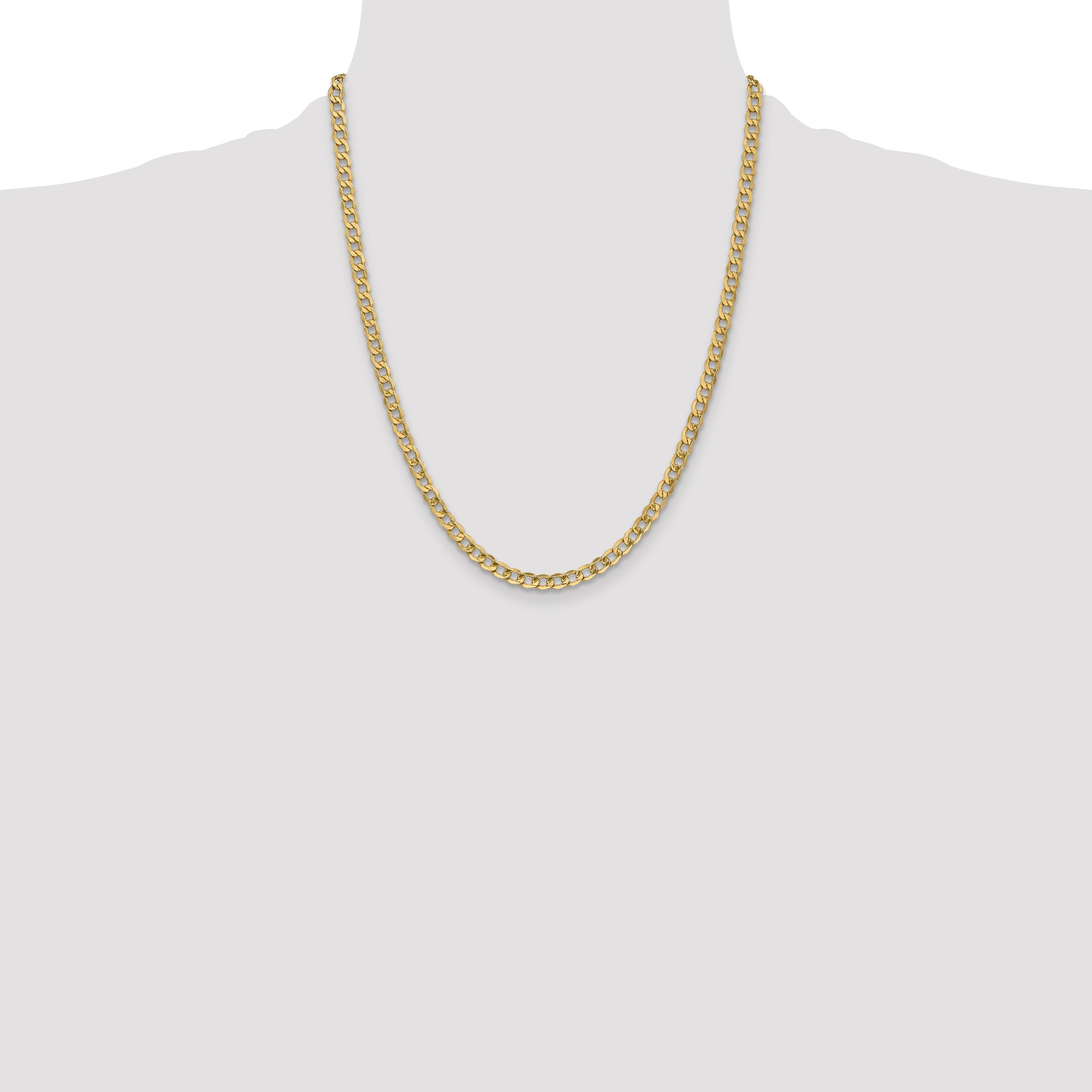14K 22 inch 4.3mm Semi-Solid Curb with Lobster Clasp Chain