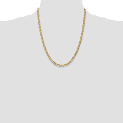 14K 22 inch 4.3mm Semi-Solid Curb with Lobster Clasp Chain