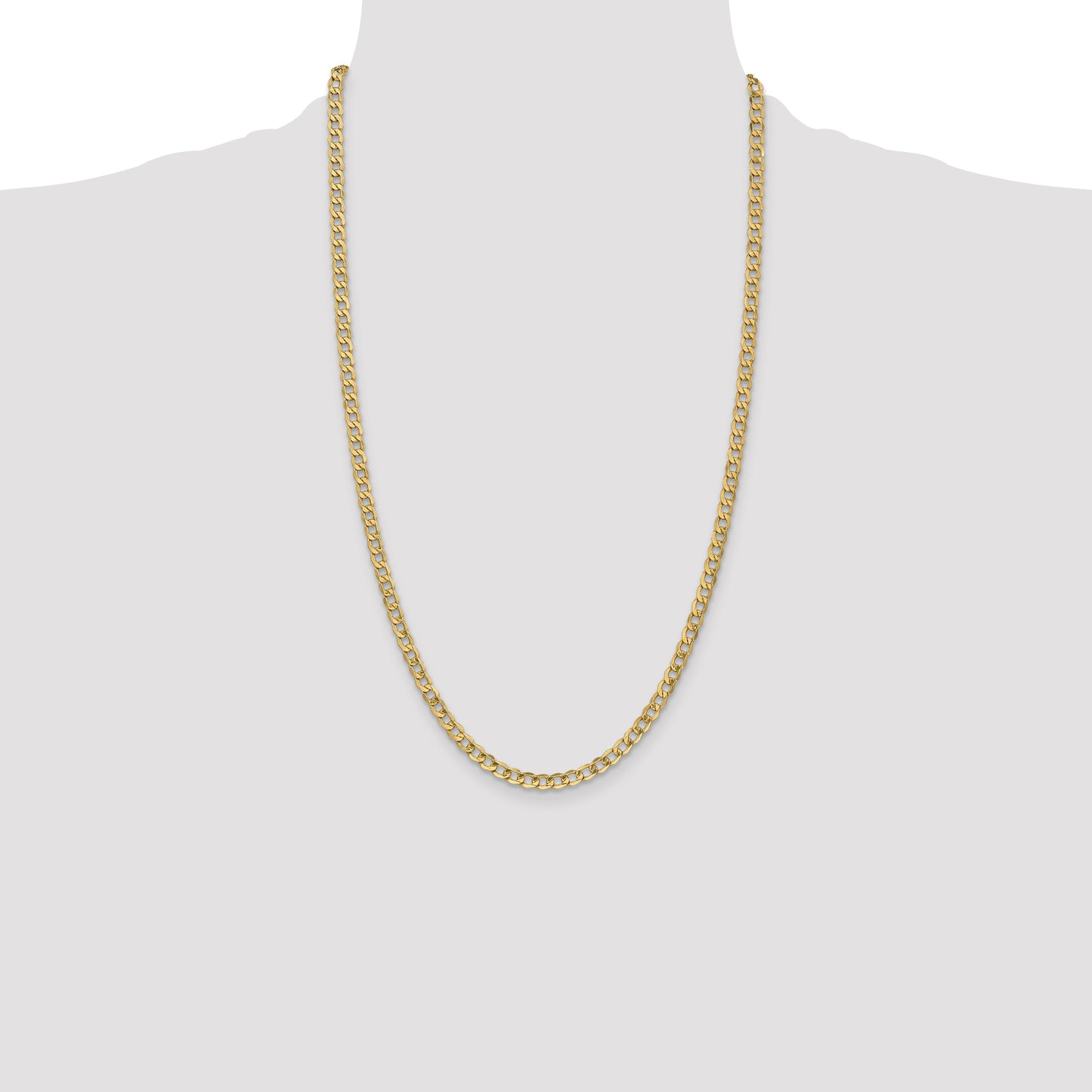 14K 26 inch 4.3mm Semi-Solid Curb with Lobster Clasp Chain