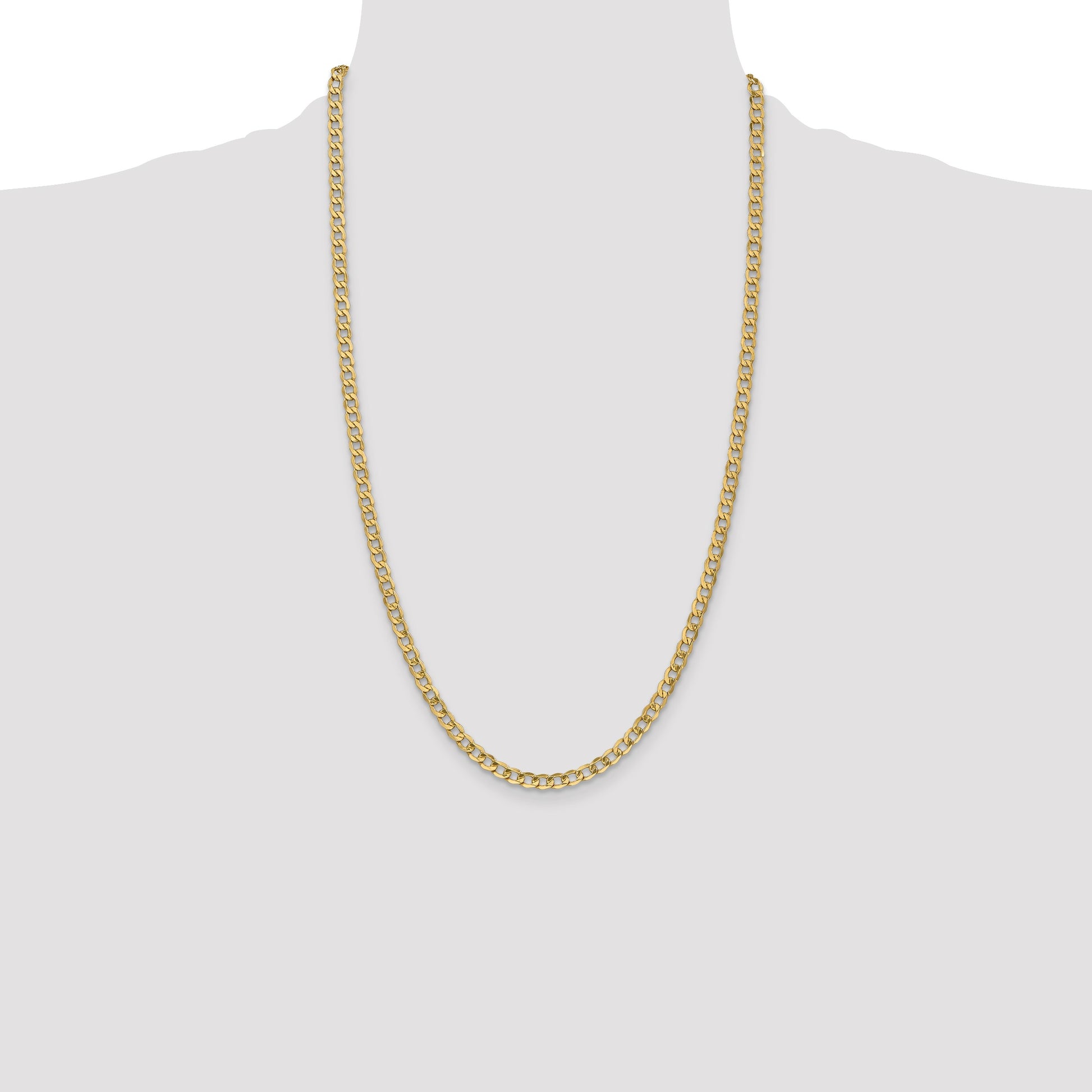 14K 26 inch 4.3mm Semi-Solid Curb with Lobster Clasp Chain