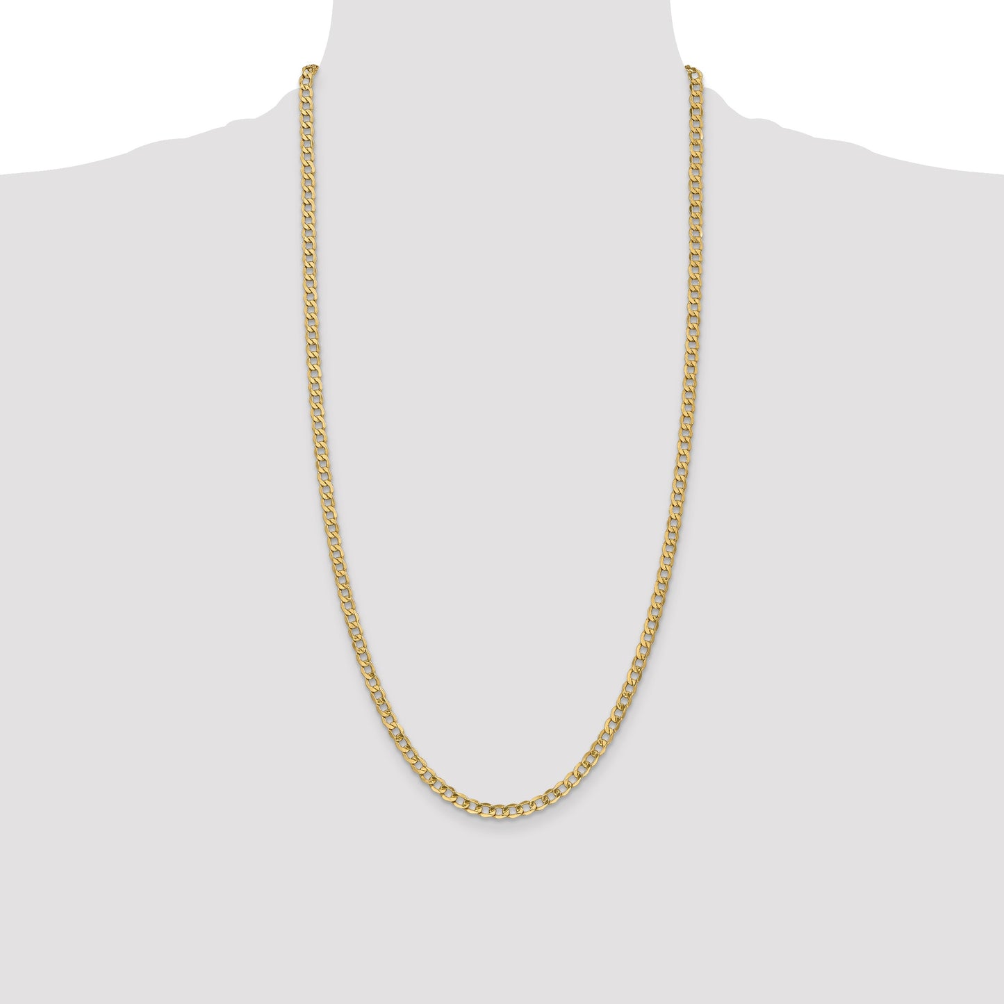 14K 28 inch 4.3mm Semi-Solid Curb with Lobster Clasp Chain