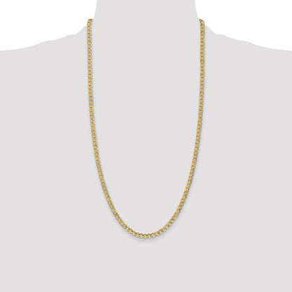 14K 28 inch 4.3mm Semi-Solid Curb with Lobster Clasp Chain