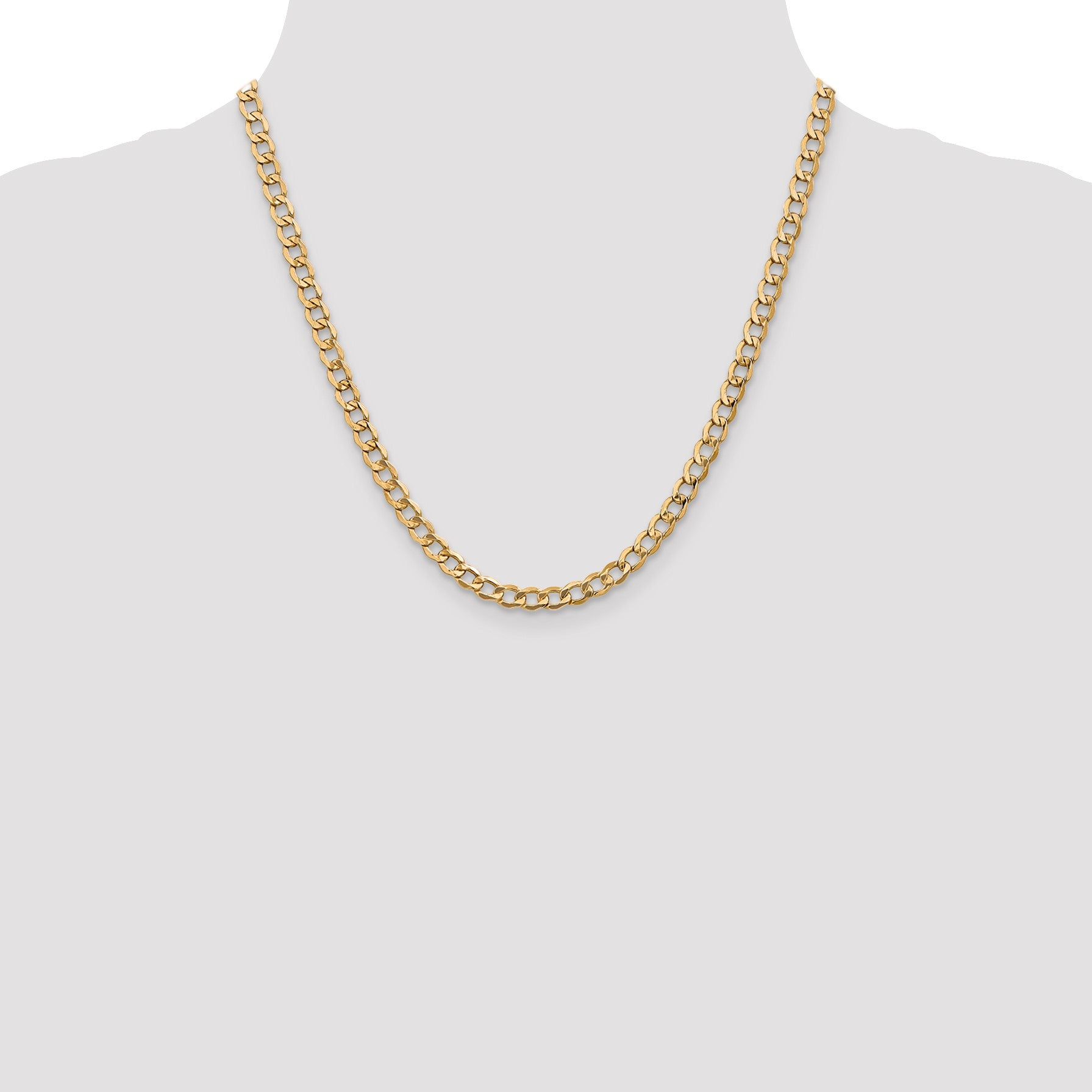 14K 20 inch 5.25mm Semi-Solid Curb with Lobster Clasp Chain