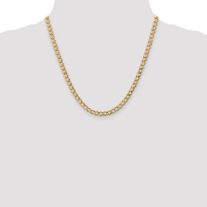 14K 20 inch 5.25mm Semi-Solid Curb with Lobster Clasp Chain