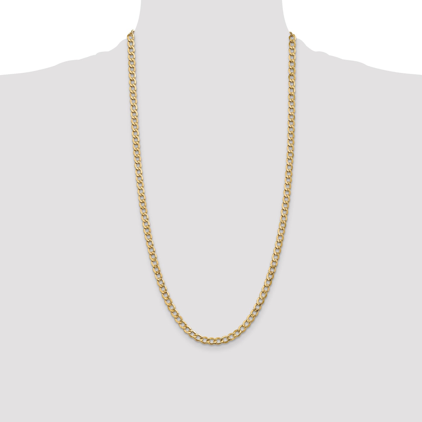 14K 28 inch 5.25mm Semi-Solid Curb with Lobster Clasp Chain