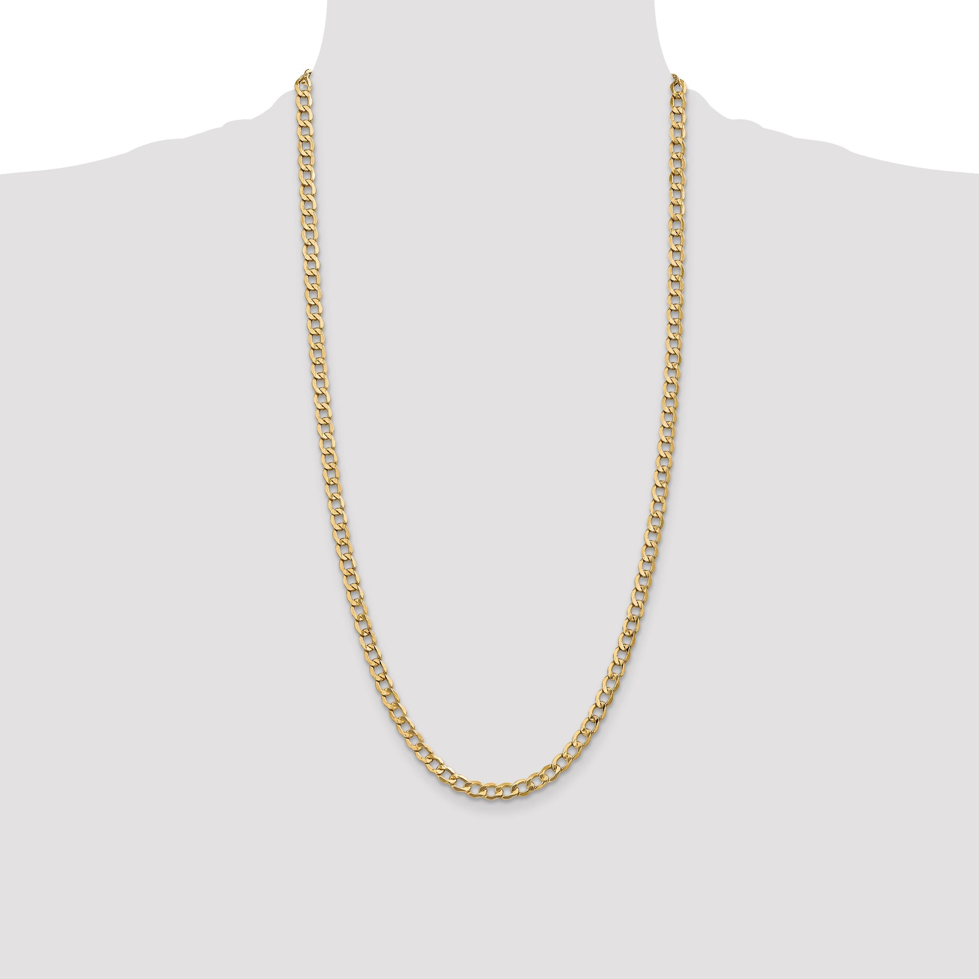 14K 28 inch 5.25mm Semi-Solid Curb with Lobster Clasp Chain