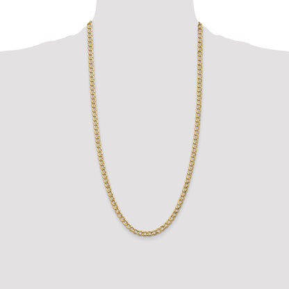 14K 28 inch 5.25mm Semi-Solid Curb with Lobster Clasp Chain