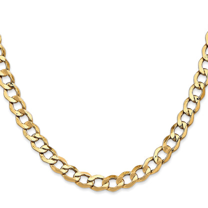 14K 18 inch 6.5mm Semi-Solid Curb with Lobster Clasp Chain