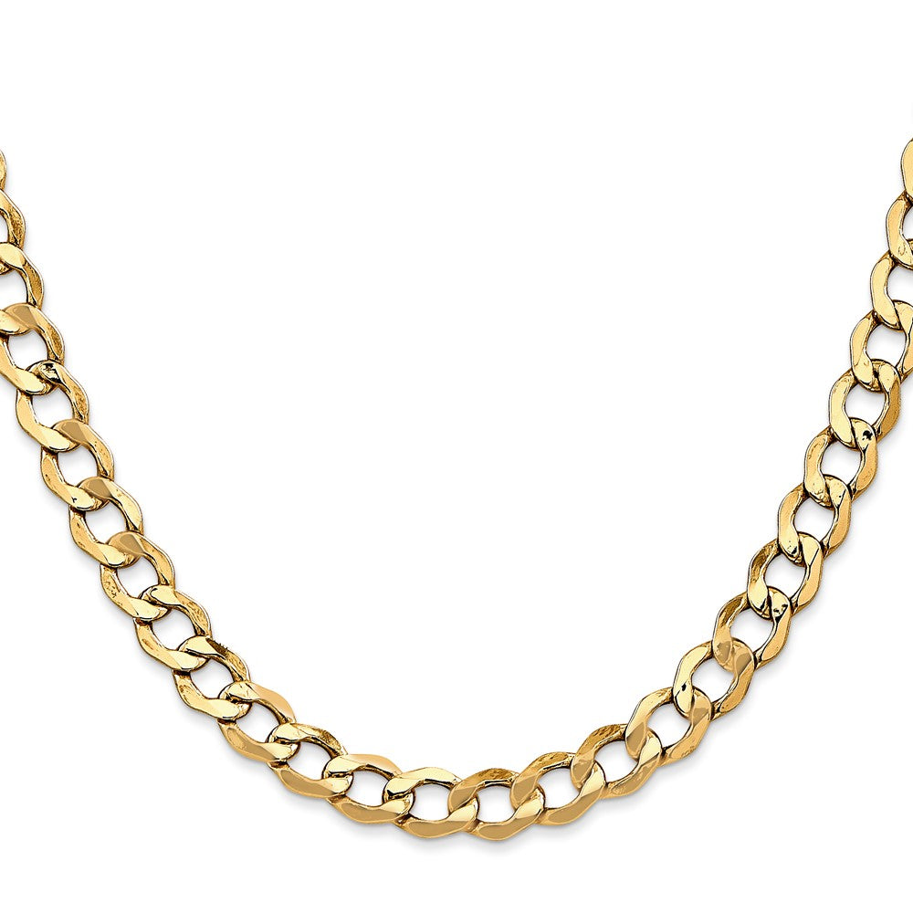 14K 22 inch 6.5mm Semi-Solid Curb with Lobster Clasp Chain