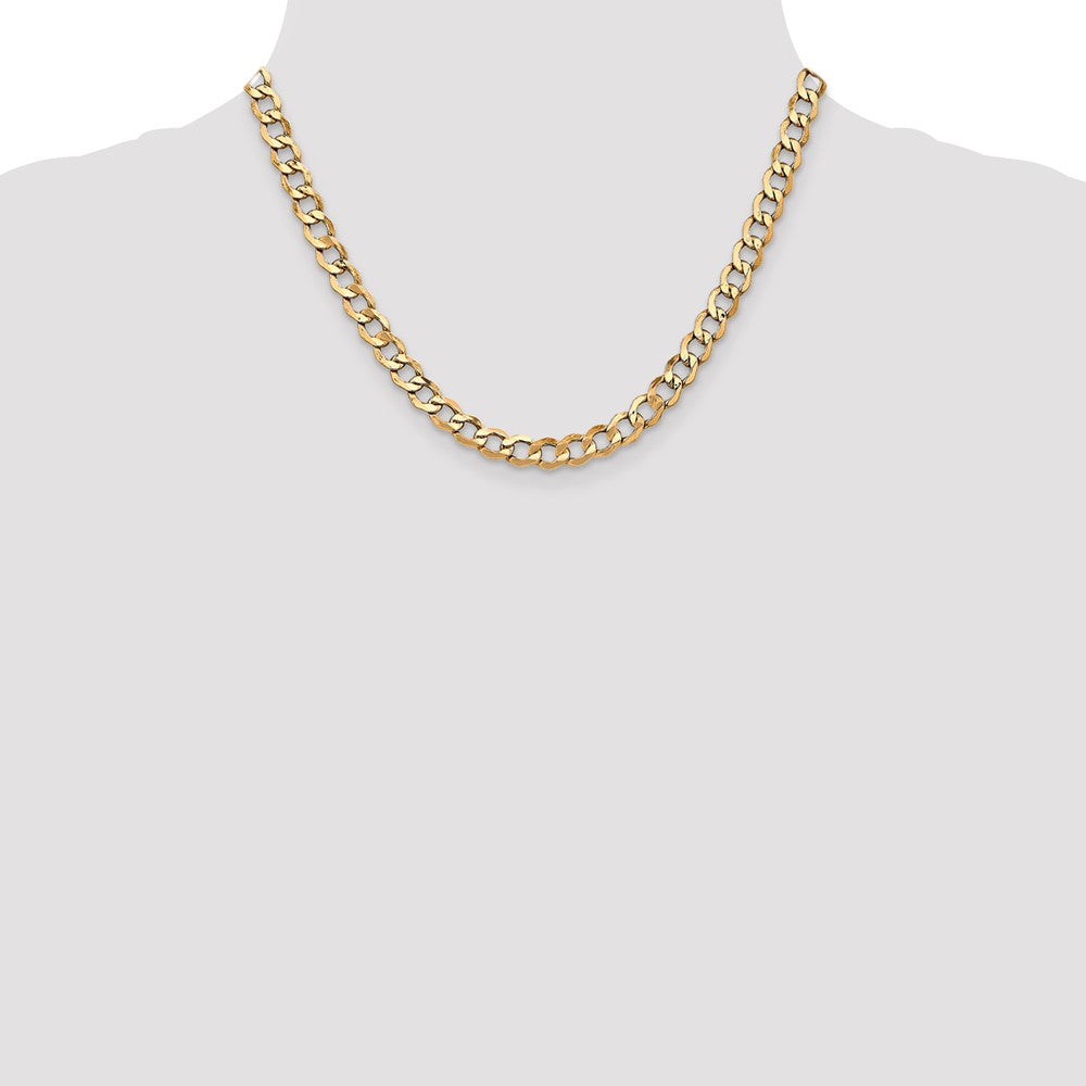 14K 18 inch 6.5mm Semi-Solid Curb with Lobster Clasp Chain