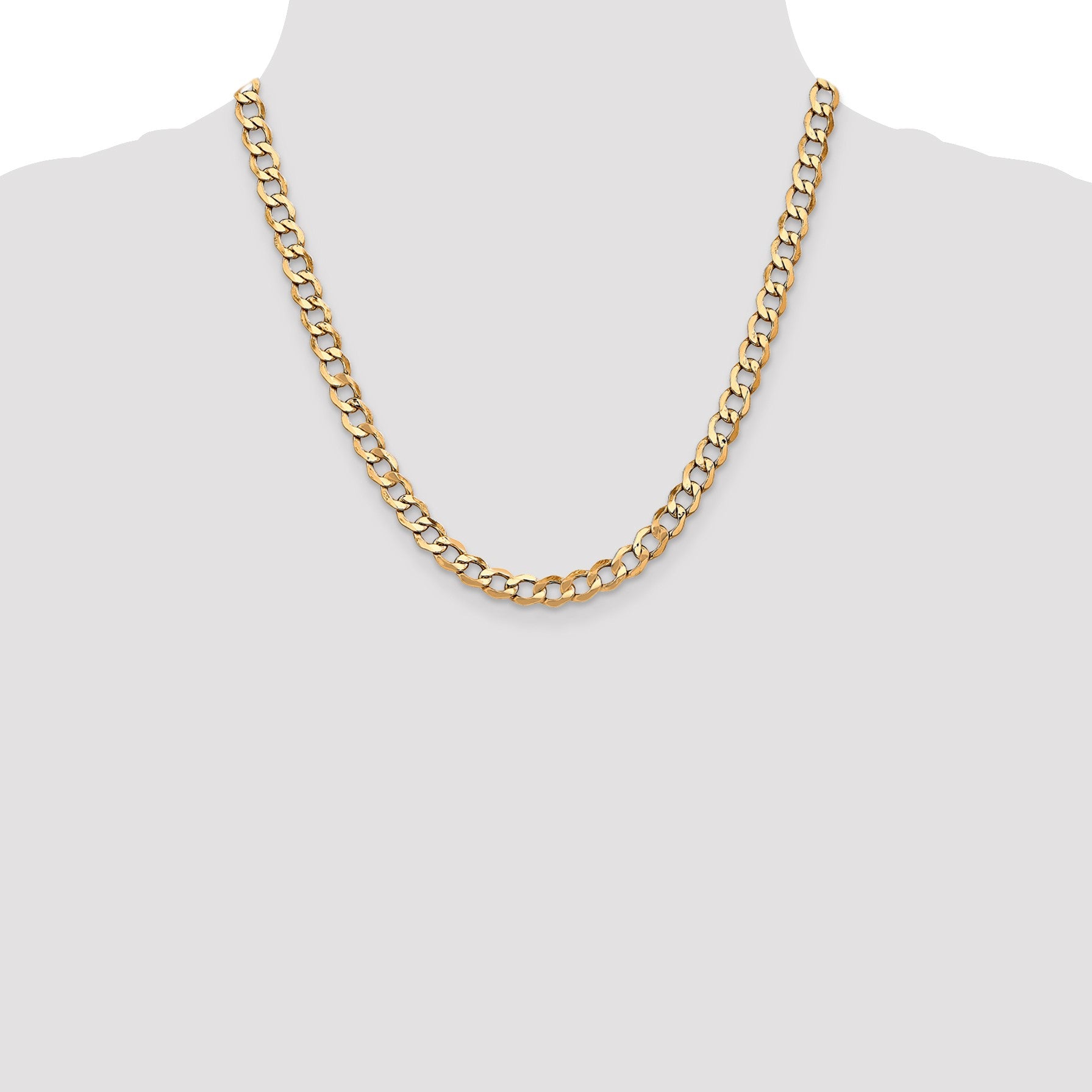 14K 20 inch 6.5mm Semi-Solid Curb with Lobster Clasp Chain