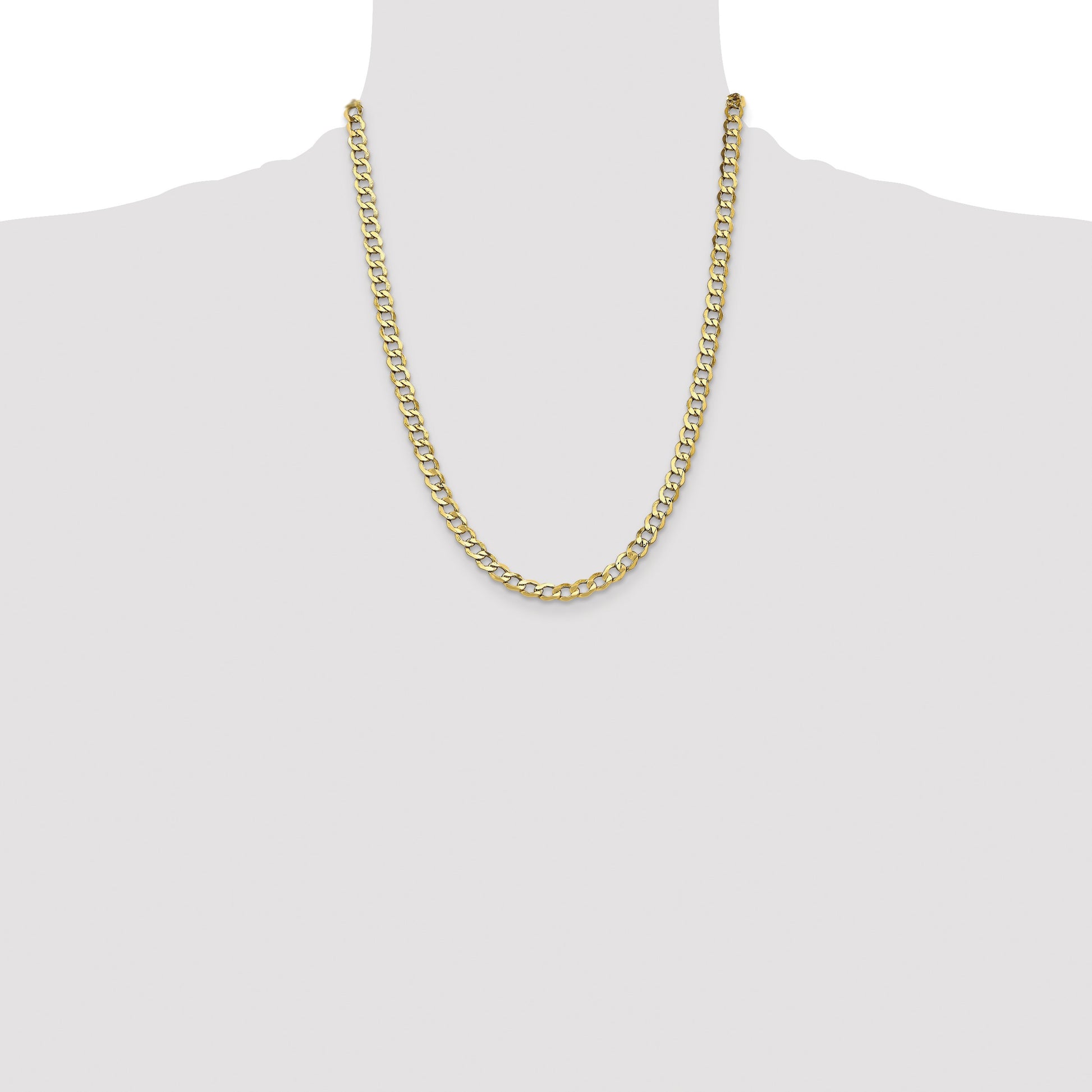 14K 22 inch 6.5mm Semi-Solid Curb with Lobster Clasp Chain