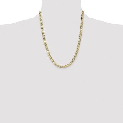 14K 22 inch 6.5mm Semi-Solid Curb with Lobster Clasp Chain