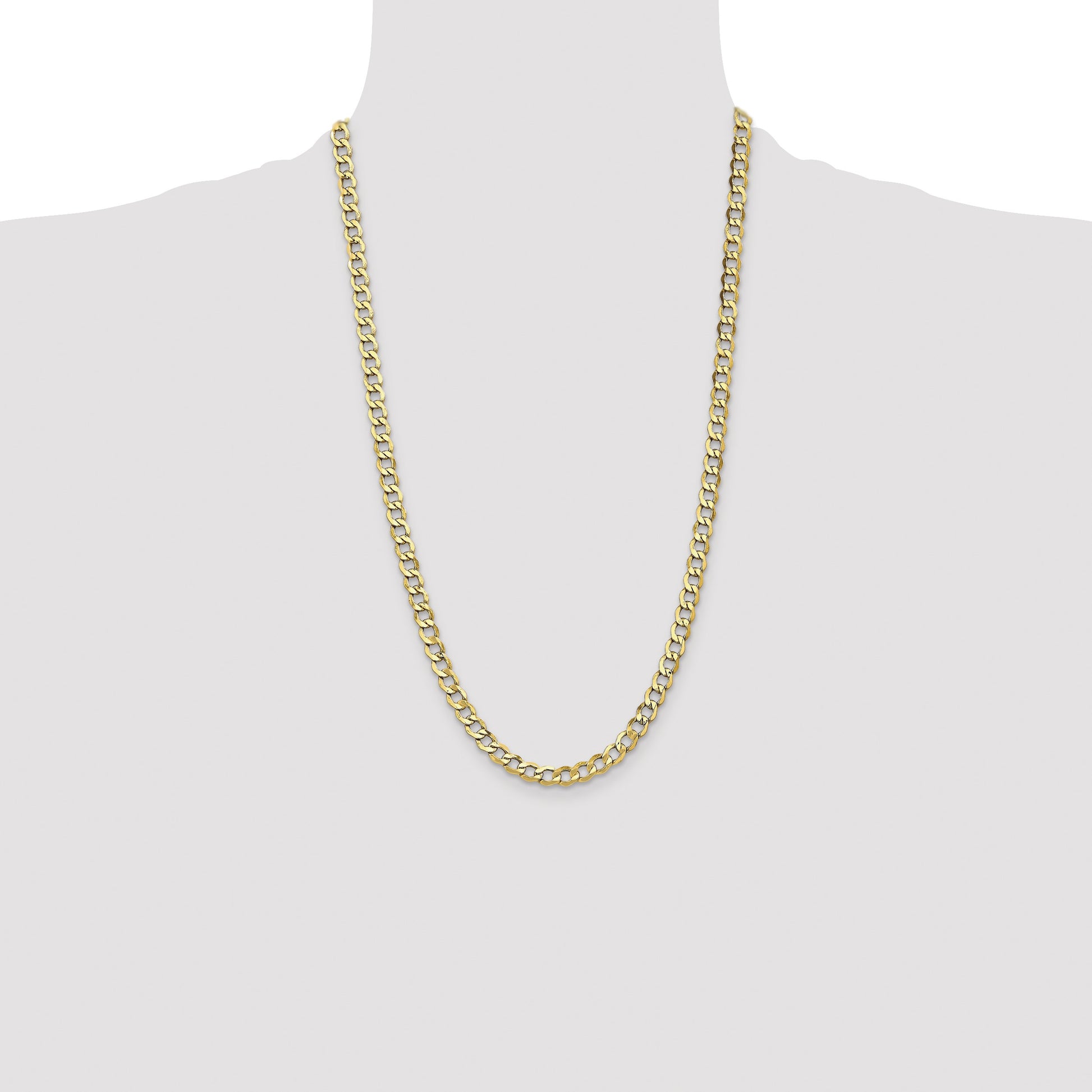 14K 26 inch 6.5mm Semi-Solid Curb with Lobster Clasp Chain