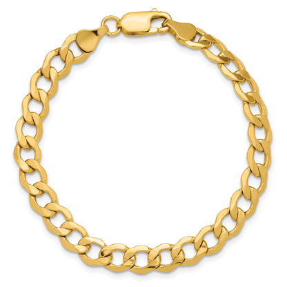 14K 8 inch 6.5mm Semi-Solid Curb with Lobster Clasp Bracelet