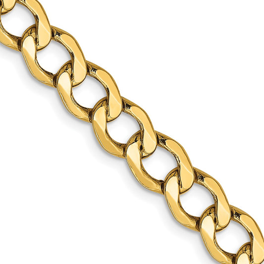 14K 18 inch 6.5mm Semi-Solid Curb with Lobster Clasp Chain