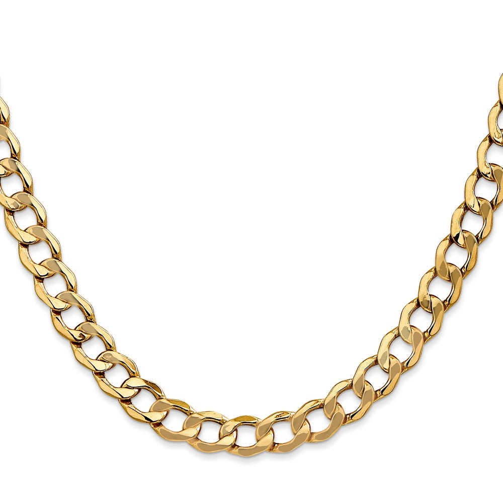 14K 18 inch 7mm Semi-Solid Curb with Lobster Clasp Chain