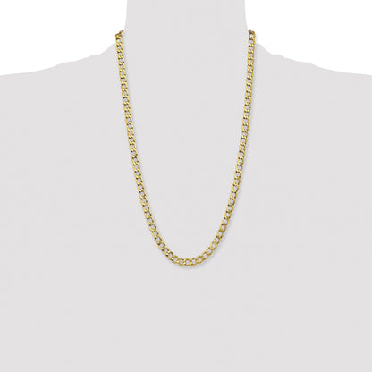 14K 26 inch 7mm Semi-Solid Curb with Lobster Clasp Chain