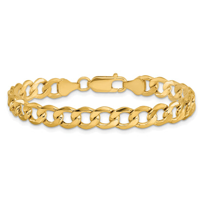 14K 9 inch 7mm Semi-Solid Curb with Lobster Clasp Chain