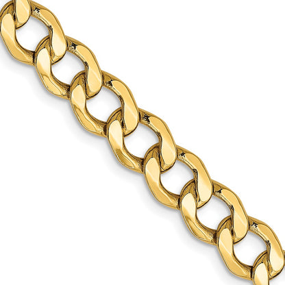 14K 18 inch 7mm Semi-Solid Curb with Lobster Clasp Chain