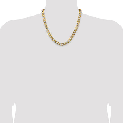 14K 20 inch 9mm Semi-Solid Curb with Lobster Clasp Chain